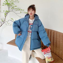Women's Down Parkas Women Jackets Winter Korean Fashion Hooded Wadded Female Loose Solid Cotton Padded Coat Bread 221205