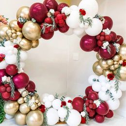 Christmas Decorations Vintage Burgundy Rose Gold Balloons Garland Arch Kit for Birthday Party Year Decoration 2023 Wedding Anniversary Accessories 221205