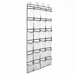 Storage Boxes 24 Grid Organiser Fabric Closet Bag Wall-mounted Sundries Shoe Rack Mesh Pocket Clear Hanging Over The Door Cloth Box