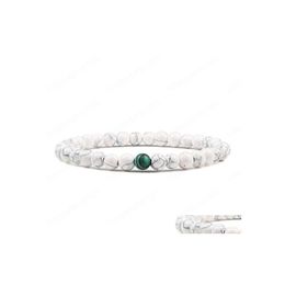 Beaded Classic 6Mm Natural Stone White Beaded Bracelets For Men Women Charm Tiger Eye Healing Bead Stretch Bracelet Bangle Yoga Jewe Dhswt
