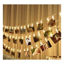 Led Strings 1M 5M Led Garland Card P O Clip String Lights Christmas Festival Party Wedding Birthday Home Decoration Festoon Drop Del Otx6I