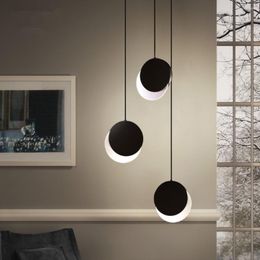 Pendant Lamps Modern Creative Half Moon LED Light Kitchen Bedside Hanging Lamp Dining Room Decor Lighting Fixture 3 Colours Switchable