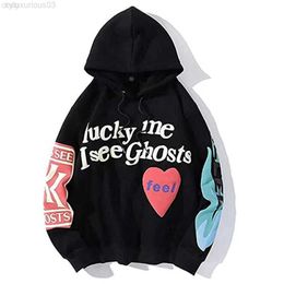 2022 Unisex Adults Hip Hop Hoodie Fashion Lucky Me i See Ghosts Pullover Heavy Sweater Cosplay