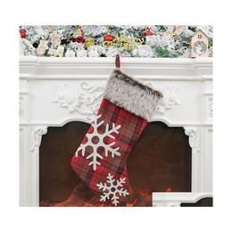 Christmas Decorations Christmas Decorations Santa Claus Gift Socks Plush Stocking With Hanging Rope For Xmas Tree Ornament E3 Drop D Dh5Jm