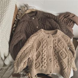 Strickjacke Herbst Winter Kinder Kleidung 26 Jahre Mädchen Pullover Kurze Stil Mantel Jungen Casual Party Vintage Strickjacken Gestrickte Pullover 221203