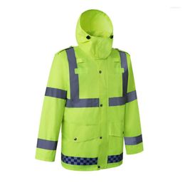 Outdoor Jackets Raincoat Pants Suit Hooded Long Jacket Waterproof Construction Rainwear Outerwear High Visibility Windproofs