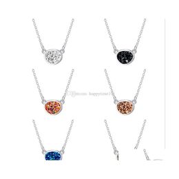 Pendant Necklaces Fashion Irregar Circle Oval Druzy Drusy Necklace Sier Plated Faux Crystal Resin Stone Women Jewellery Accessories Dr Dhwwb