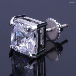 Stud Earrings 1 Pair 8MM Fashion Simple Zircon Earring Exaggerated Square Hip Hop Ear Jewellery For Men Women