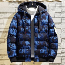 Men's Down Parkas Brand Men Clothes Cotton Warm Windproof Hooded Thick Jacket Coat Winter Casual Waterproof Zipper Hat Parkas Men Jacket 221205