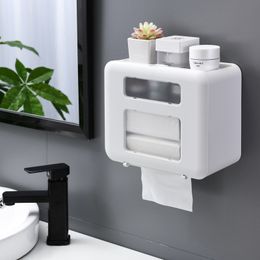 Toilet Paper Holders 4 Color Double Layer Toilet Paper Holder Toilet Tissue Box Wall Mount Multifunction Waterproof Bathroom Storag Durable Home 221205