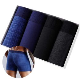 Heren onderbroek 4-delige zachte bokshorts sexy katoenen ondergoed geschikt voor gezinnen 4 stukken.