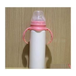 Water Bottles Est 8Oz Blank Sublimation Baby Feeding Sippy Bottle Pink Blue Double Wall Vacuum Nipple Handle Unbreakable 355 Drop De Dhklf