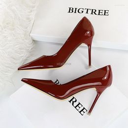 Dress Shoes 2022 Women Fetish 10.5cm High Heels Wedding Pumps Lady Pointed Toe Valentine Scarpins Office Stripper Red 34-43