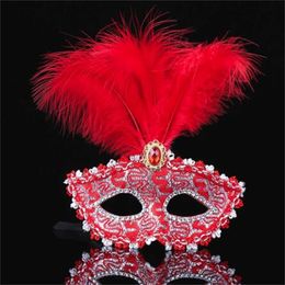 Colour Premium Leather Feather Mask Masquerade Halloween Parties Carnival Masks Dress Costume Lady Gifts Party Masks GC1846