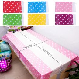 Table Cloth 108 180CM Polka Dots Party Plastic Tablecloth Cover For Kids Birthday Home Decor FBE3