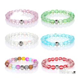 Beaded Arrival Crystal Glass Flash Stone Bead Bracelet Mticolor Naturalstone Strand Beads Charm Jewelry For Women Men Drop Delivery Dhkmx