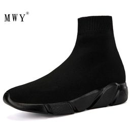 Scarpe eleganti mwy uomini top high top sneaker che volavano calzini intrecciati schoenen mannen neri allenatori morbidi coppia comoda casual plus size 221203