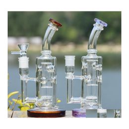 Smoking Pipes 7.9 Inch Violet Straight Oil Burner Hookah Water Glass Pipe Colorf Smoking Beaker Percolator Bong Fristted Disc Shisha Dhiht