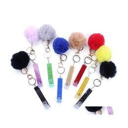 Party Favor Colourf Bank Cards Grabber Pendant Key Buckle Party Favor Contactless Long Nail Atm Tool Keychains Pompon Women 5 5Qy Q2 Dhfm9