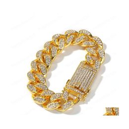 Chain Sale Trendy Men Women Bracelet 20Mm 7/8Inch Gold Sier Colour Bling Rhinestone Cuban For Gift Drop Delivery Jewellery Bracelets Dhxvn