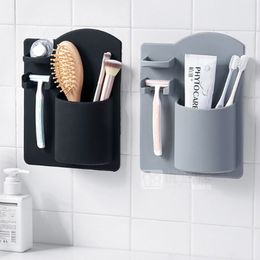 Toothbrush Holders 1 Pcs Creative Bathroom Wallmounted Toothbrush Holder Toothpaste Toothbrush Rack Plastic Home Bathroom Organizer Tools 221205