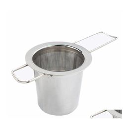 Coffee Tea Tools Reusable Stainless Steel Tea Strainer Infuser Filter Basket Folding For Teapot Cca9198 541 S2 Drop Delivery Home Dhan0