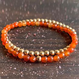 Link Bracelets MG1429 Faceted Carnelian Mini Mala Gemstone Bracelet 4mm Crystals Heart Chakra Balance Hematite Energy Jewellery Set