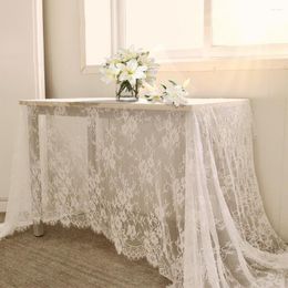 Table Cloth 150 300cm Vintage White Lace Embroidered Tablecloth Home Party Wedding Cover Dining El Decor