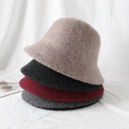 Wide Brim Hats Bucket Autumn Winter Wool Women Fashion Vintage Fisherman Versatile Cap Spring Felt 6 Colors Foldable 221205