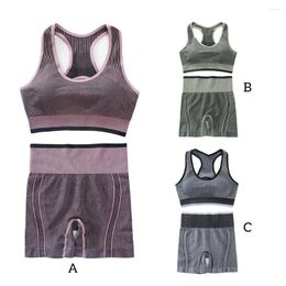 Active Sets Sports Bra Shorts Set Solid Colour Women Fitness Push Up 3 4 Cup Underwear Wide Straps Removable Yoga Exercise Outfits