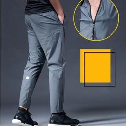 LL Men Jogger Long Pants Sport Yoga Outfit Quick Dry Drawstring Gym Zipper Pockets Sweatpants Trousers Men's Casual Elastic Waist fitness