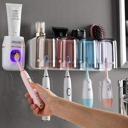 Toothbrush Holders Shelf Mouthwash Cup Wall Hanging Toilet Hole Free Electric Cylinder Bathroom Set 221205