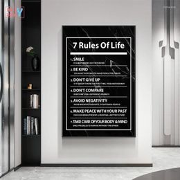 Gem￤lde 7 Regeln des Lebensbriefs Motivational Zitat Leinwand Poster Inspiration Malerei Drucke Wandkunst Bilder B￼ro Wohnkultur
