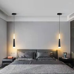 Pendant Lamps Simple Bedside Chandelier Bedroom Living Room Light Hanging Lamp Single Head TV Background Interior Decoration Lighting