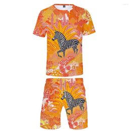 T-shirts pour hommes Vêtements appropriés 3d Zebra Kids Two-Piece Boys Casual Garçons Girls Animal Shirts Summer / Boy's Cool