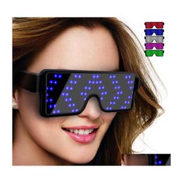 Other Led Lighting Brelong Led Luminous Glasses Party 8 Dynamic Picture Switchable Usb Charging Bar Ktv Dress Up Toys Drop Delivery Otdnp