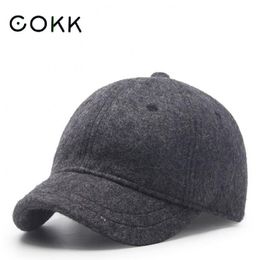 Ball Caps COKK Baseball Cap Women Men Wool Knitted Short Brim Hats Outdoor Thick Warm Casual Hat Female Male Solid Color Fashion Gorro 221203