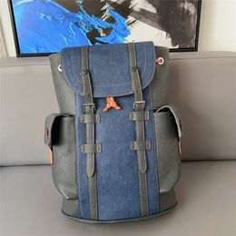 OUTDOOR Designer Laptop Backpacks for Men 5A-High Quality Leather Blue Backpack Printed Computer Bag Classic Trekking Bags Bookbag