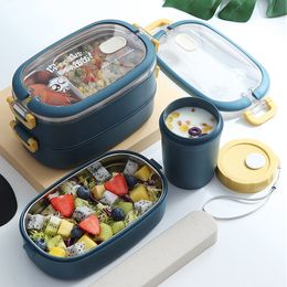 Lunch Boxes MultiLayer Bento Japanese Style Portable Outdoor 304 Stainless Steel Thermal for Kids with Compartment Food s 221205
