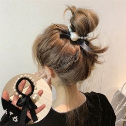 Vintage Bowknot Pearl Elastic Hairband For Women Headwear Elegant Butterfly Rubber Band Headband Girl Hair Accessories