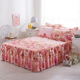 Bed Skirt 3pcs Printed ding Set Soft With Pillowcases spread Full Twin Queen King Size Sheet Mattress Cover sheets 221205