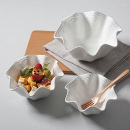 Bowls Ceramic Lotus Leaf Shape Bowl European Basso-relievo Salad Cake Tray Snack Container Dinnerware Dessert 1pcs