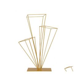 Party Decoration Three Columns Decoration Flower Stand Iron Art Table Centrepieces Road Lead Wedding Supplies Flowers Stands Golden Dhlnx