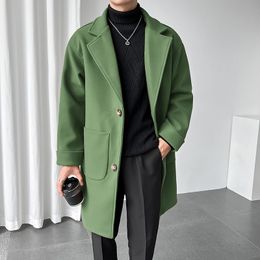 Men's Wool Blends RUIHUO Solid Long Men Winter Coat Woollen Chinese Size 5XL Winter Jackets For Men Autumn Winter Arrivals 221205