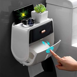 Toilet Paper Holders Waterproof Toilet Paper Tray Roll Wall Mount Paper Holder Storage Box Organiser Multifunctional Tissue Box Bathroom Accessories 221205