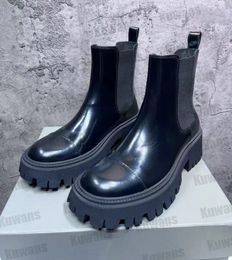 Strike Boots Tractor Stivaletti con plateau da 20 mm Martin Canvas Pelle con lacci Leva da combattimento Booies Pelle Chelsea Suola in gomma Uomo Donna 35-45