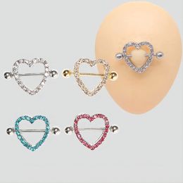Rings 2pcs Heart Gem Dangle Nipple Rings Chain Nipple Shield Ring Body Jewellery Nipple Shield Rings Jewellery Helix Piercing Barbell