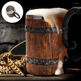 Mugs Wooden Barrel Stainless Steel Resin 3D Beer Mug Goblet Game Tankard Coffee Cup Wine Glass