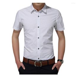 Men's Casual Shirts Cotton Men's Shirt Fashion Men Social Short Sleeve Man Polka Dot Brand Male Clothing Plus Size 5XL