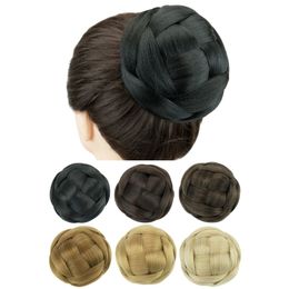 Synthetic Wigs Soowee Synthetic Hair Braided Chignon Knitted Blonde Hair Bun Donut Roller Hairpieces Hairpiece Accessories for Women 221205